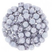 Czech 2-hole Cabochon beads 6mm Chalk White Teracota Copper